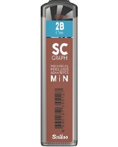 Μίνι γκράφιτι για αυτόματο μολύβι Spree - 2B, 0,7 mm, 12 τεμάχια - 1