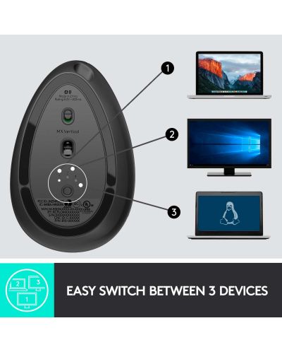 Ποντίκι Logitech MX Vertical Advanced - εργονομικό, γκρι - 10