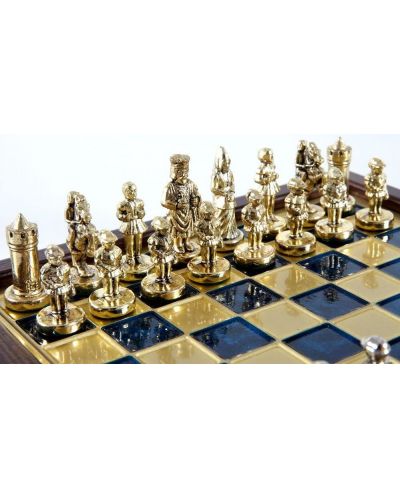  Μίνι Πολυτελές σκάκι Manopoulos - Βυζαντινή Αυτοκρατορία, μπλε επιφάνια , 20x20 cm - 4
