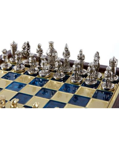  Μίνι Πολυτελές σκάκι Manopoulos - Βυζαντινή Αυτοκρατορία, μπλε επιφάνια , 20x20 cm - 3