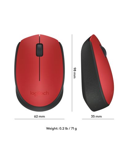 ποντίκι Logitech - M171, Οπτικό , ασύρματο, κόκκινο - 9