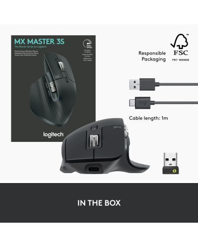 Ποντίκι Logitech - MX Master 3S, οπτικό, ασύρματο, Graphite - 13