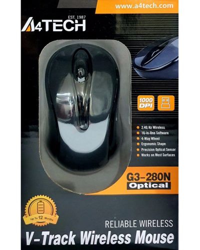 Ποντίκι A4tech - G3-280N, οπτικό, ασύρματο, γκρι - 3