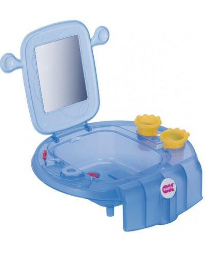 Μίνι νιπτήρας με τουαλέτα με καθρέφτη OK Baby - Space, μπλε - 1