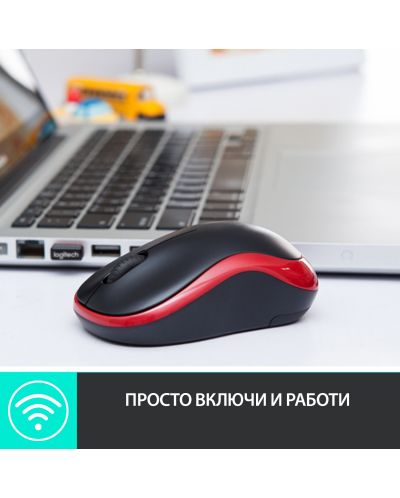 Ποντίκι Logitech - M185, ασύρματο, κόκκινο - 7