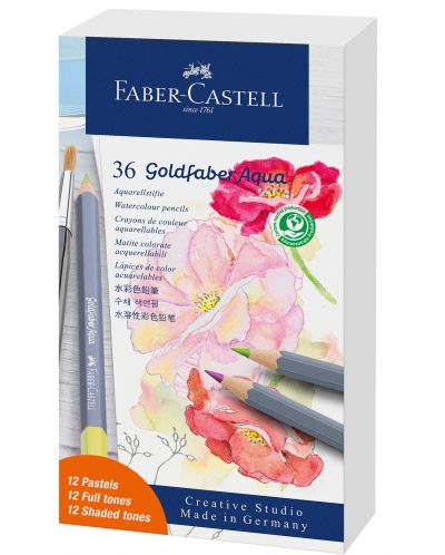 Μολύβια Faber-Castell Goldfaber Aqua - 12 παστέλ και 24 τυπικά χρώματα - 1