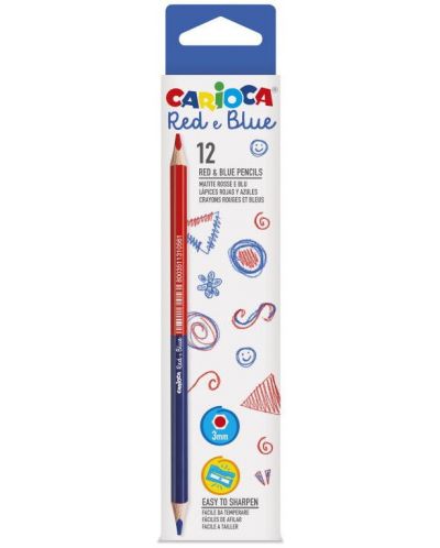 Μολύβια Carioca - δίχρωμα, μπλε και κόκκινο, 12 τεμαχίων - 1