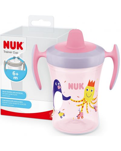 Κύπελλο που δεν χύνεται με μαλακό στόμιο  NUK Evolution - Trainer Cup, 230 ml, ροζ - 2