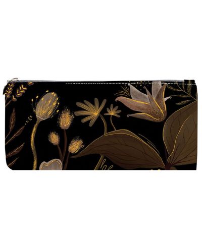 Κασετίνα Victoria's Journals Florals - Χρυσό και μαύρο, 1 φερμουάρ - 1