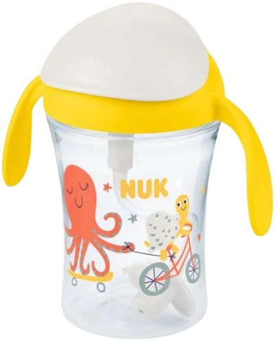 Κύπελλο που δεν χύνεται με καλαμάκι NUK - Motion Cup, 230 ml, κίτρινο - 1