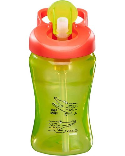 Μπουκάλι που δε χύνεται  με καλαμάκι  Vital Baby -12+ μηνών, 340 ml, πράσινο - 1