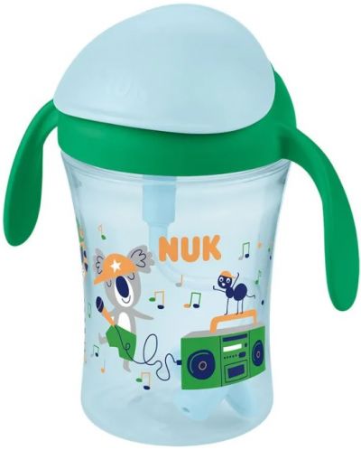 Κύπελλο που δεν χύνεται με καλαμάκι NUK - Motion Cup, 230 ml, πράσινο - 1