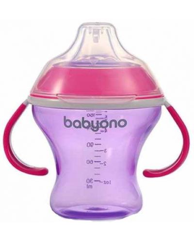 Κύπελλο που δεν χύνεται με μαλακή άκρη Babyono - 180 ml, ροζ - 1