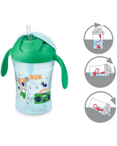 Κύπελλο που δεν χύνεται με καλαμάκι NUK - Motion Cup, 230 ml, πράσινο - 2