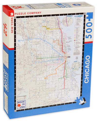 Παζλ New York Puzzle 500 κομμάτια - Συγκοινωνιακός χάρτης του Σικάγο - 1