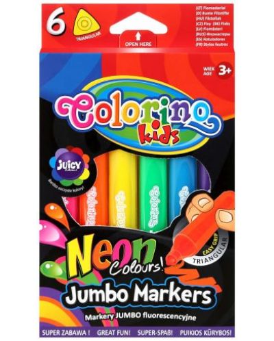 Μαρκαδόροι νέον Colorino Kids - Jumbo, 6 χρώματα - 1
