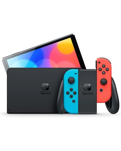 Nintendo Switch OLED - Neon Red & Neon Blue + Zelda Travel Case - 3