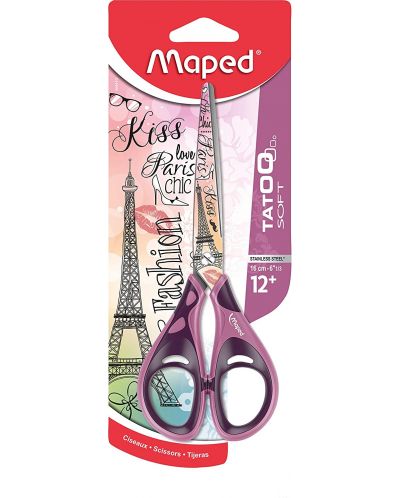 Ψαλίδι Maped - Tatoo Teens Soft, 16 cm, ροζ - 1