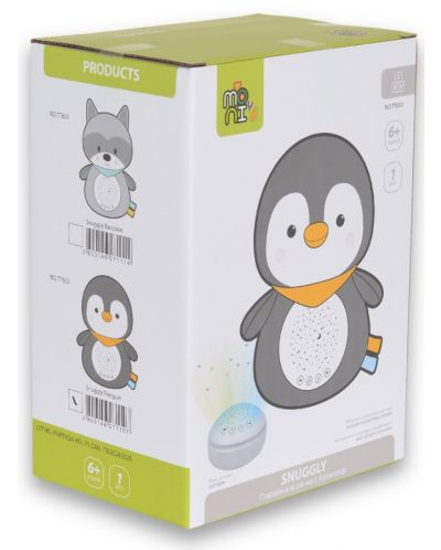 Νυχτερινό φωτιστικό και προβολέας  Moni Toys - Snuggly, Penguin - 5