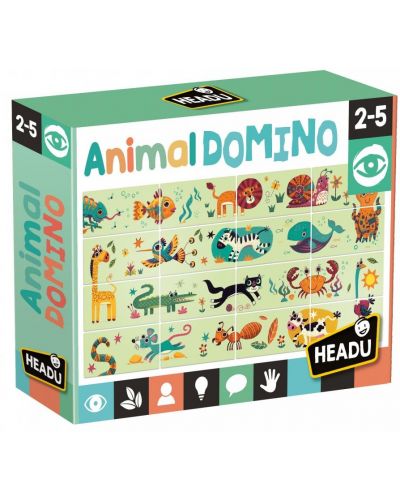 Εκπαιδευτικό παιχνίδι Headu Montessori - Ντόμινο με ζώα - 1