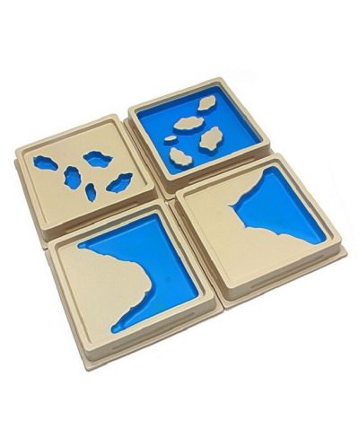 Εκπαιδευτικό σετ Smart Baby -Ανάγλυφα πλακάκια Μοντεσσόρι από γήινα σχήματα, 4 τεμάχια - 1