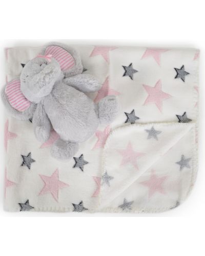 Κουβέρτα με παιχνίδι Cangaroo - Ελέφαντας, ροζ, 90 x 75 cm - 1