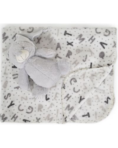 Κουβέρτα με παιχνίδι Cangaroo - Grey bear, 90 x 75 cm - 1