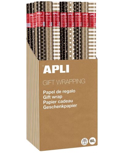 Χαρτί περιτυλίγματος Apli - Kraft, ασπρόμαυρο, ποικιλία - 1
