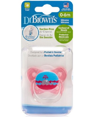 Ορθοδοντική πιπίλα Dr. Brown's - PreVent, 0-6 μηνών , ροζ - 2