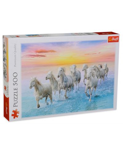 Παζλ Trefl 500 κομμάτια - Λευκά άλογα που καλπάζουν - 1