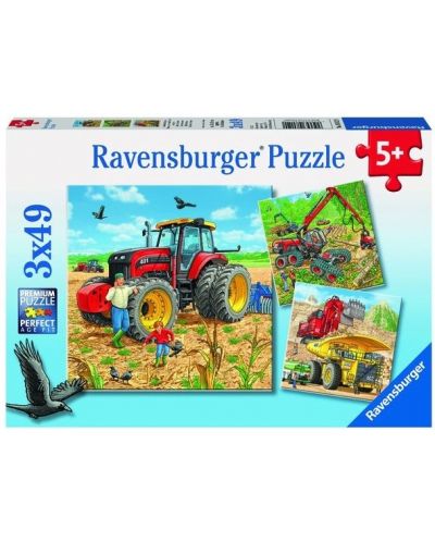 Παζλ Ravensburger 3 x 49 κομμάτια - Μεγάλα μηχανήματα - 1