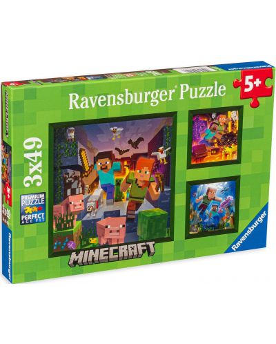 Παζλ Ravensburger από 3 x 49 κομμάτια - Maincraft Biomes - 1