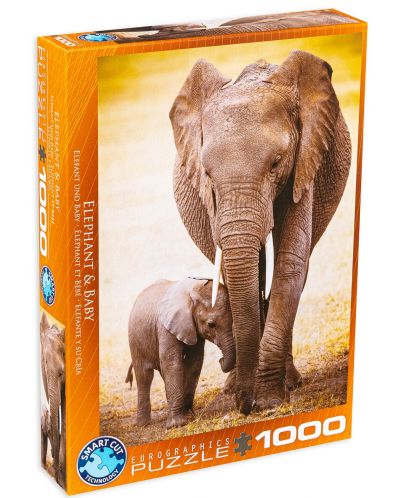 Παζλ Eurographics 1000 κομμάτια - Ελέφαντας με το μικρό του  - 1