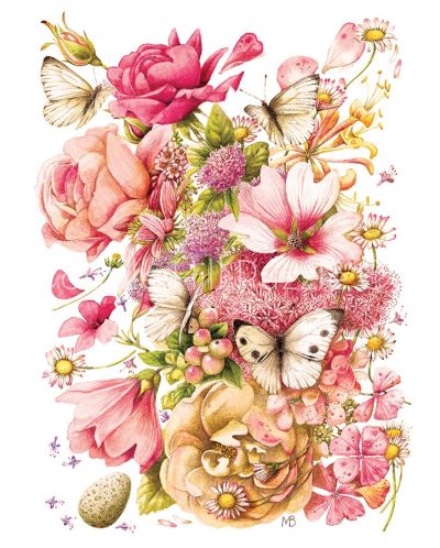 Παζλ Cobble Hill 1000 κομμάτια - Ροζ λουλούδια - 2