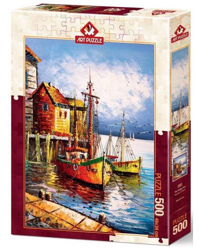 Παζλ  Art Puzzle από 500 κομμάτια - Λιμάνι σε πορτοκαλί χρώμα - 1