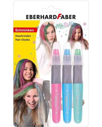Παστέλ μαλλιών Eberhard Faber - 3 χρώματα, μεταλλικό - 1