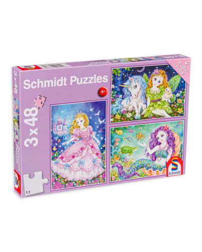 Παζλ Schmidt 3 σε 1 - Πολύχρωμες πριγκίπισσες - 1
