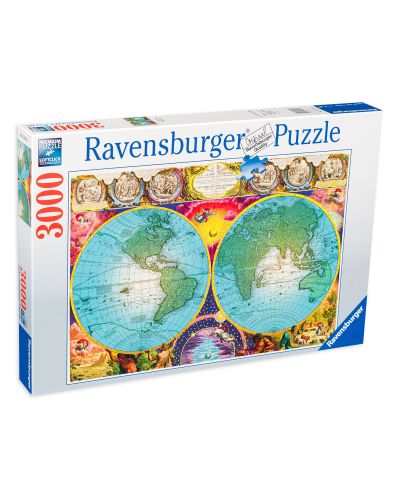 Παζλ Ravensburger 3000 κομμάτια - Αρχαίος παγκόσμιος χάρτης  - 1