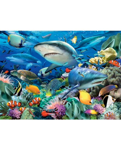 Παζλ Ravensburger 100 XXL κομμάτια - Καρχαρίες στον  Ύφαλο - 2