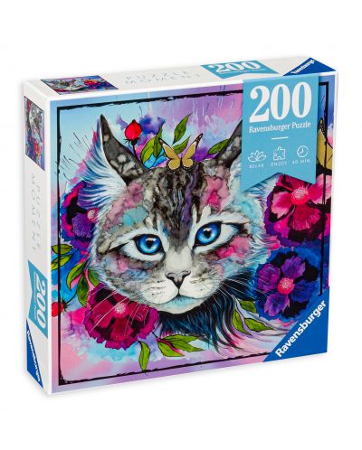 Παζλ Ravensburger από 200 κομμάτια - Γάτα με λουλούδια - 1