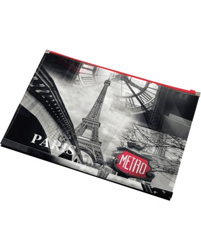 Φάκελος με φερμουάρ Panta Plast, A4 - Paris Collection - 1
