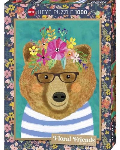 Παζλ Heye από 1000 κομμάτια - Αρκουδάκι με λουλούδια - 1