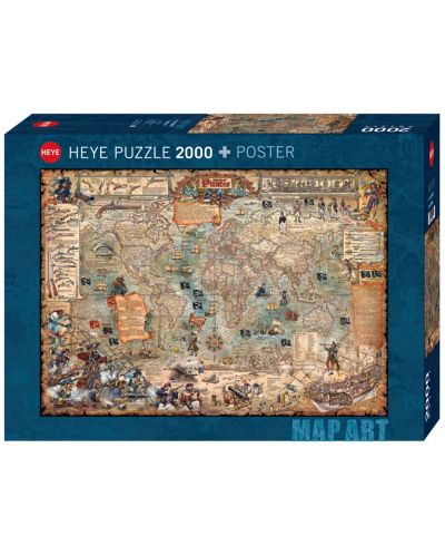 Παζλ Heye 2000 κομμάτια - Πειρατικός χάρτης του κόσμου  - 1
