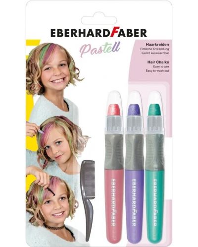 Παστέλ μαλλιών Eberhard Faber - 3 χρώματα, μαργαριταρένια - 1
