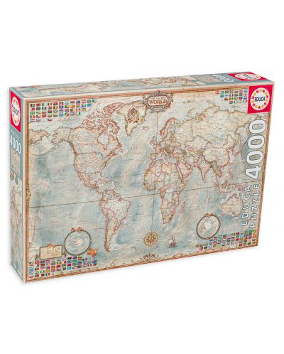 Παζλ Educa 4000 κομμάτια - Ο χάρτης του κόσμου - 1