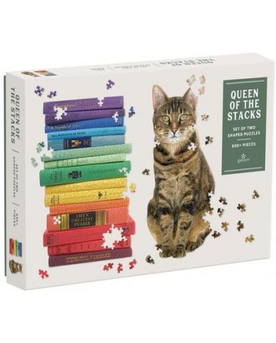 Παζλ Galison από 650 κομμάτια - Γάτα και βιβλία - 1