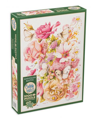 Παζλ Cobble Hill 1000 κομμάτια - Ροζ λουλούδια - 1