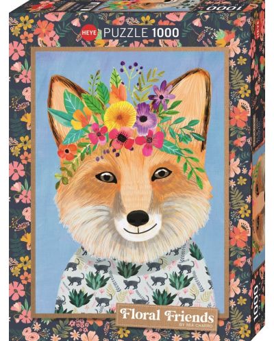 Παζλ Heye 1000 κομμάτια  - Φιλική αλεπού με λουλούδια - 1