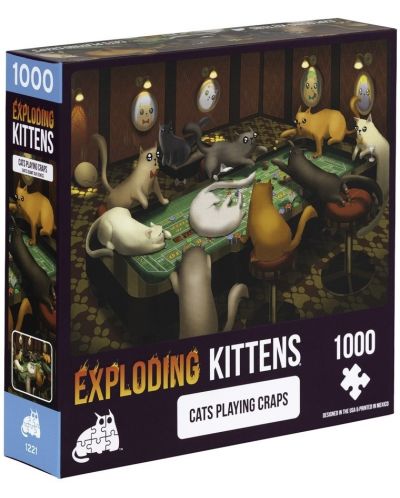 Παζλ Exploding Kittens 1000 τεμαχίων - Παιχνίδια με κάρτες με γάτες - 1