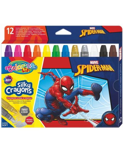 Κηρομπογιές  Colorino - Marvel Spider-Man Silky, 12 χρώματα - 1